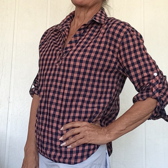 TOMMY BAHAMA BONITA CHECK PRINT POPOVER BLOUSE WOMENS SIZE SMALL - Picture 3 of 12